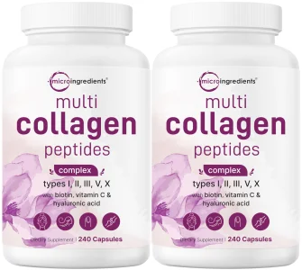 Micro Ingredients 2 Pack Multi Collagen Pills for Women & Men, 480 Capsules | Type I, II, III, V, X | Hydrolyzed Peptides with Biotin, Hyaluronic Aci