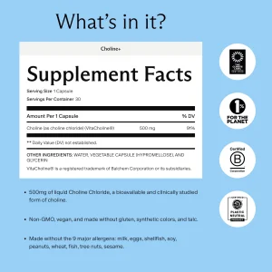 Needed. Prenatal Choline+ Liquid Capsules for Cognitive Development - Choline Supplements For Pregnancy - Aids Baby Brain Development & Supports Heal